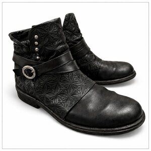 Miz Mooz Pixie Black Leather Boots – Women’s EU 39 / US 8.5–9 – Buckle Straps